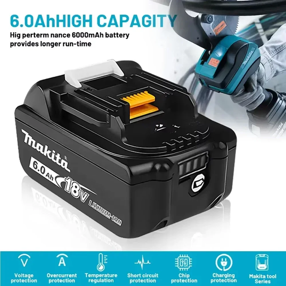 Power Tools Makita Set - Oryginalna, ładowalna bateria Makita 18V 6.0Ah,