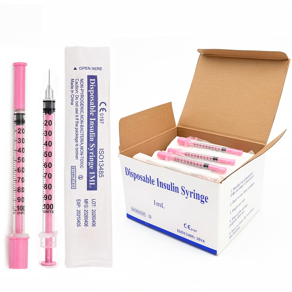 Power Tools Pink - 100 sztuk/pudełko, różowa strzykawka insulinyjna 1ml,