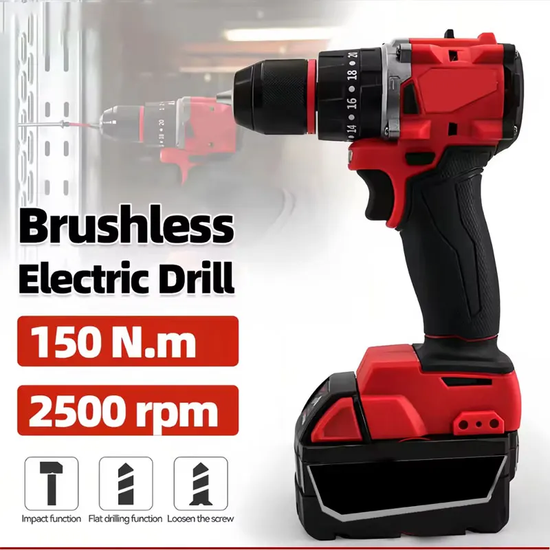 Power Tools Use - Mała elektryczna wiertarko-wkrętarka udarowa bezszczotkowa 150Nm,